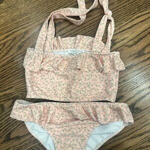 Minnow Kids Pink Floral Ruffle Bikini Set